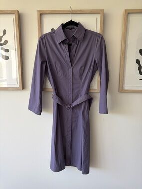 Hugo Boss Lavender Long-Sleeve Shirt Dress with Belt